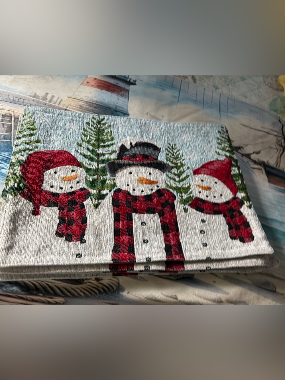 Set of 6 Snowman Placemats & Table Runner
